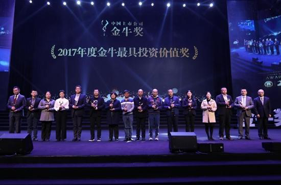 万利国际股份荣获“2017年度金牛最具投资价值奖”(图1)